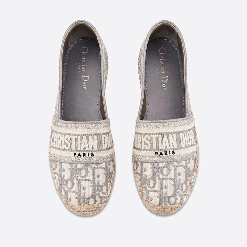 Affordable 6268 Christian Dior Granville Espadrilles Women Oblique Motif Canvas Grey - Image 3