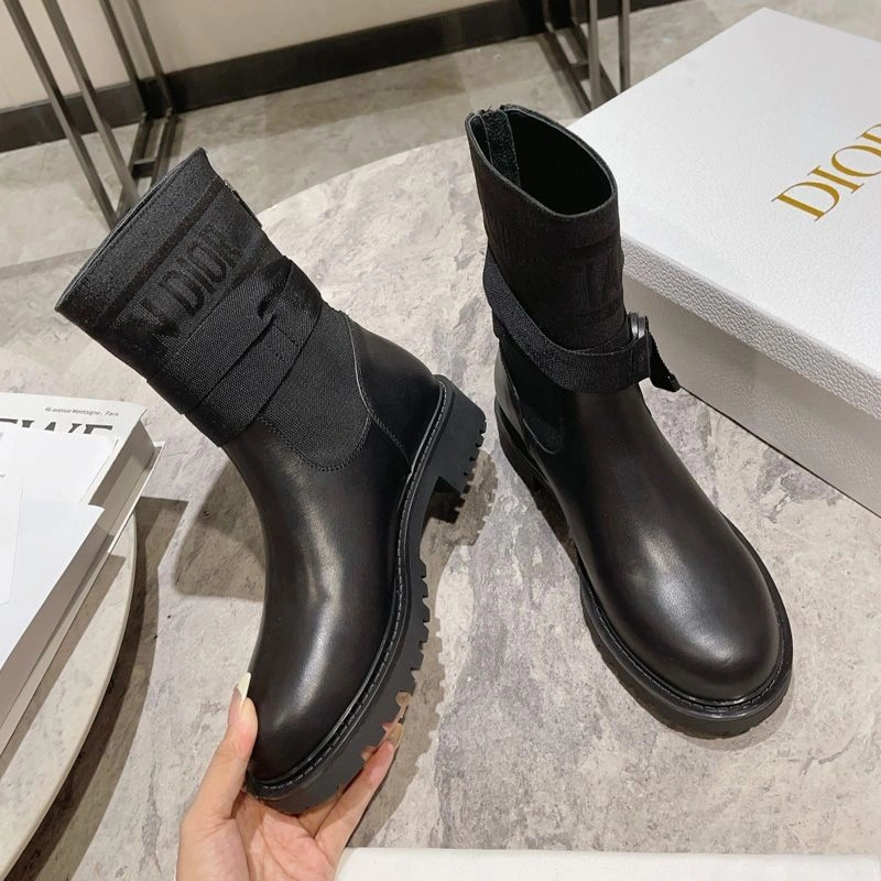 Christian Dior D-Major Ankle Boots Women Technical Fabric and Calfskin Black Fashionable 1807 - Image 3