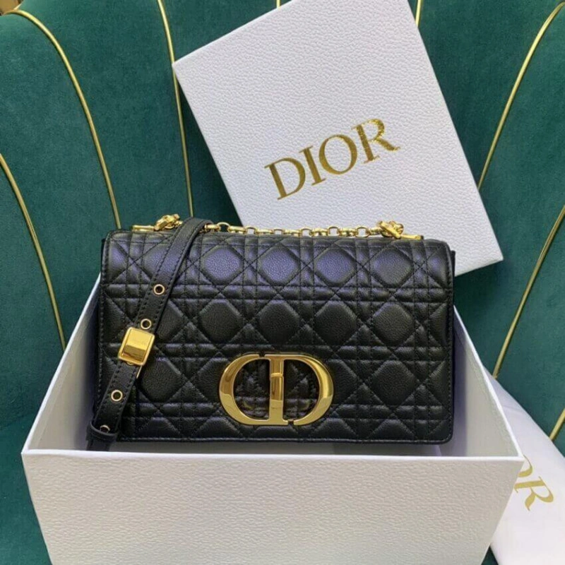 Two remov Christian Dior Medium Caro Bag Black Supple Cannage Calfskin - Image 4