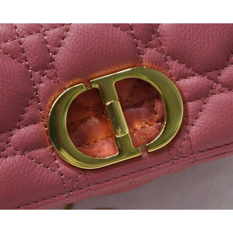 Removable Christian Dior Micro Caro Bag Yarrow Pink Supple Cannage Calfskin - Image 5