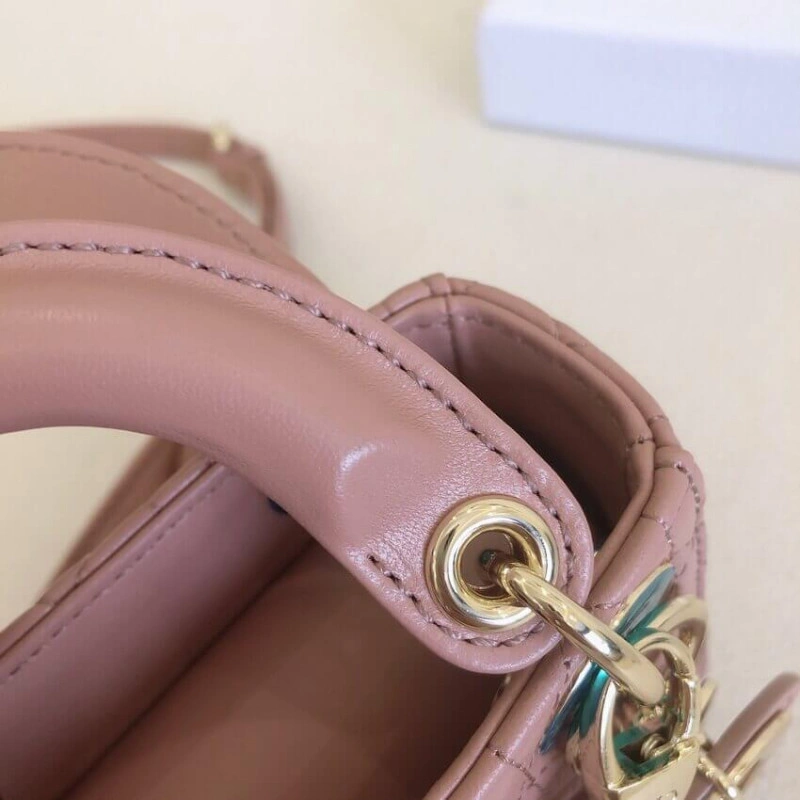 Removable Christian Dior Micro Lady Dior Bag Pink Cannage Lambskin - Image 12