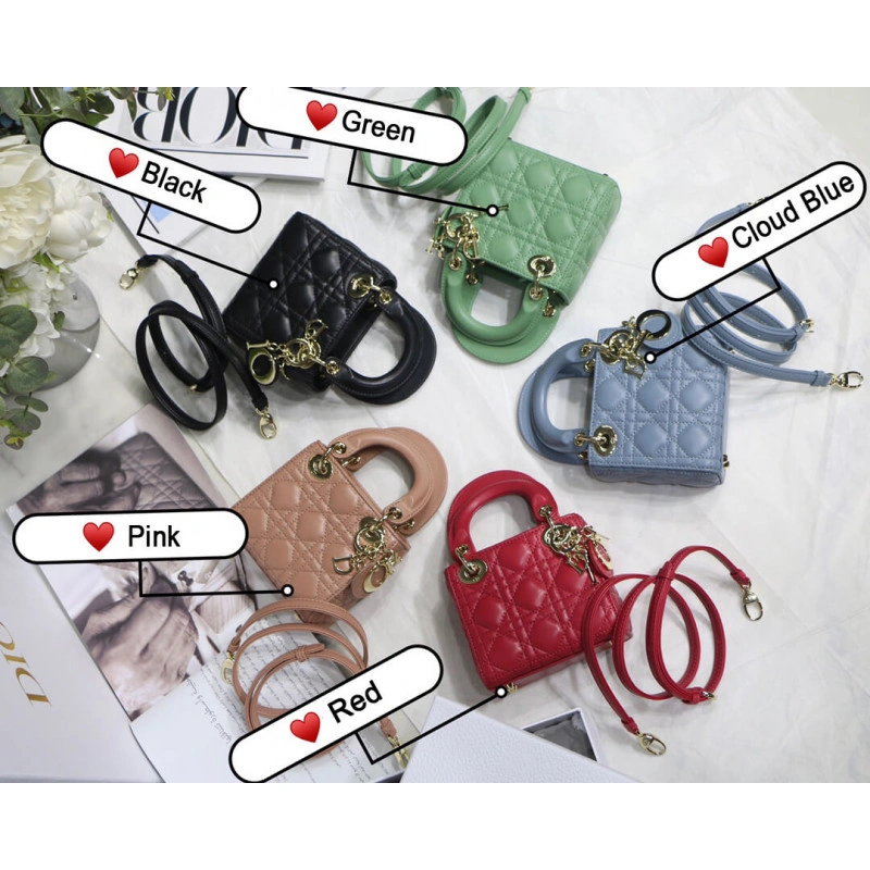 Removable Christian Dior Micro Lady Dior Bag Pink Cannage Lambskin - Image 16