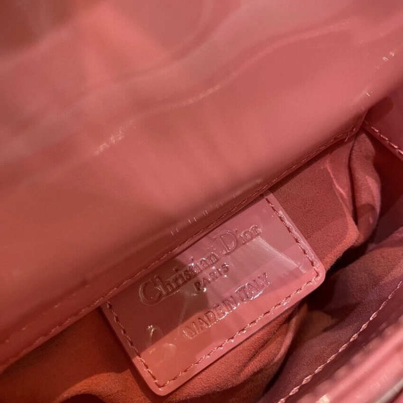 1 interio Christian Dior Micro Lady Dior Bag Pink Patent Cannage Calfskin - Image 9
