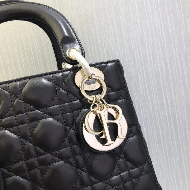 Wide, adj Christian Dior My Lady Dior Bag Black Cannage Lambskin - Image 8