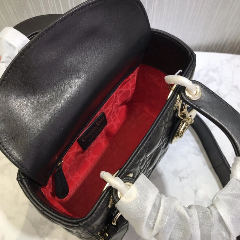 Wide, adj Christian Dior My Lady Dior Bag Black Cannage Lambskin - Image 12