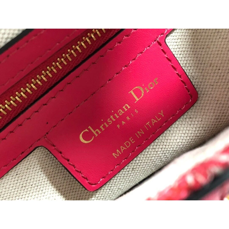 'CD' sign Christian Dior Saddle Bag Raspberry Toile de Jouy Reverse Jacquard - Image 10