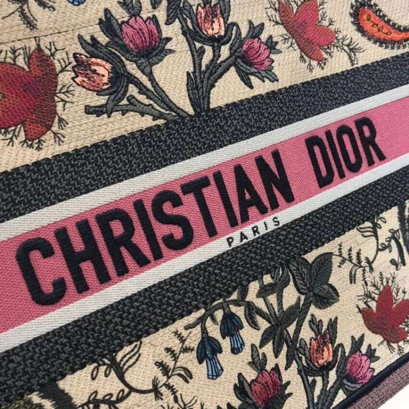 The Dior B Christian Dior Small Book Tote Broderie Flowers Multicolore - Image 4