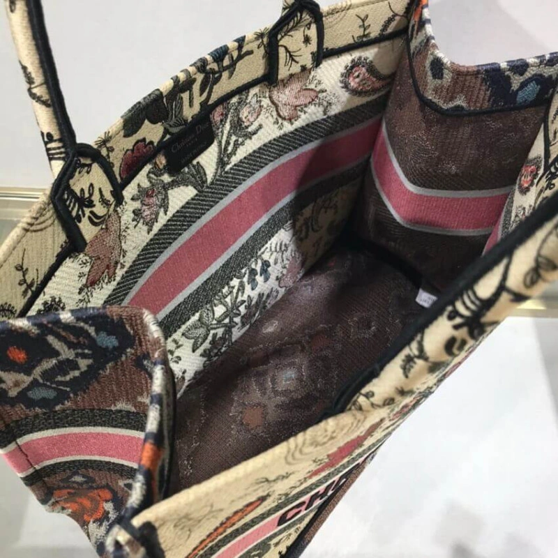 The Dior B Christian Dior Small Book Tote Broderie Flowers Multicolore - Image 8