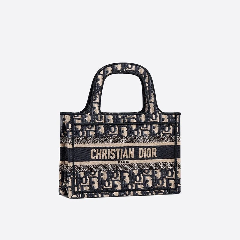 DailyWear 8604 Mini Dior Book Tote In Oblique Motif Canvas Blue - Image 3