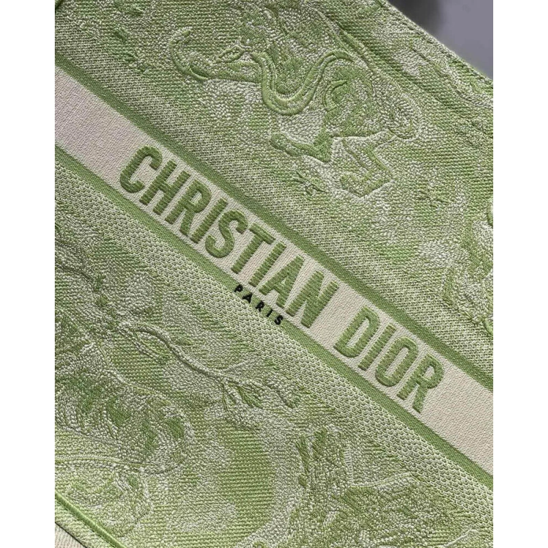 41.5 x 35 Dior Book Tote Lime Toile de Jouy Reverse Embroidery - Image 3