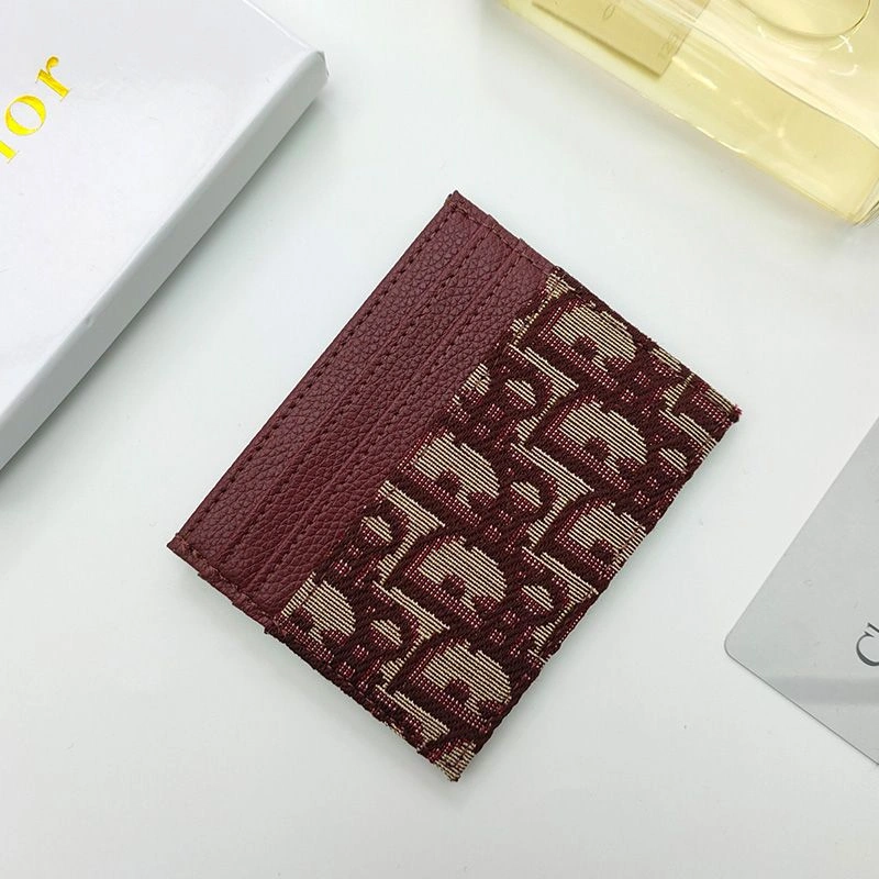Dior Card Holder Oblique Motif Canvas Burgundy Fashionable 6862 - Image 3
