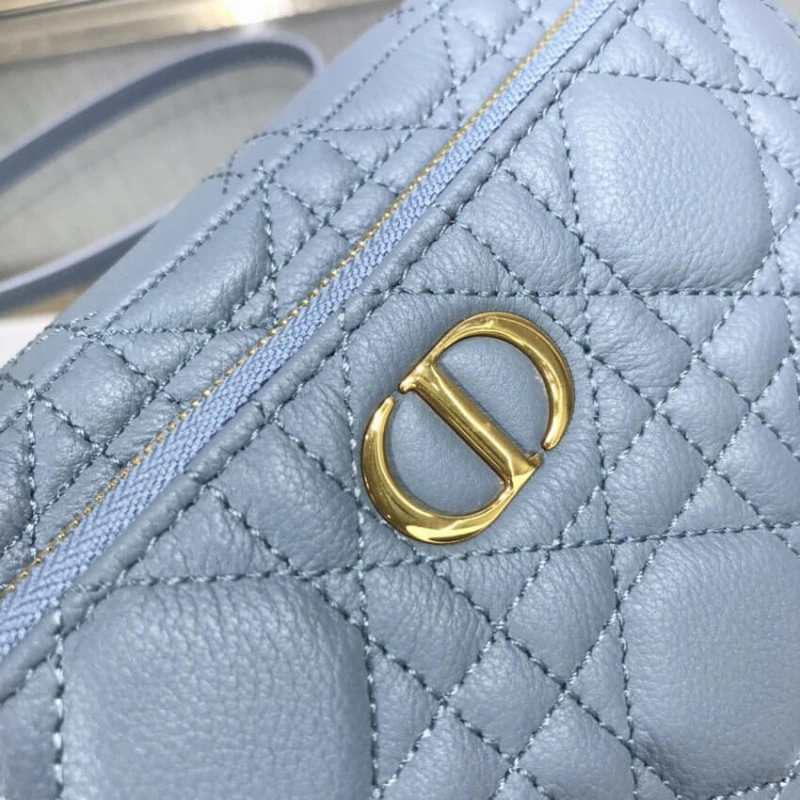 Removable Dior Caro Double Pouch Cloud Blue Supple Cannage Calfskin - Image 5