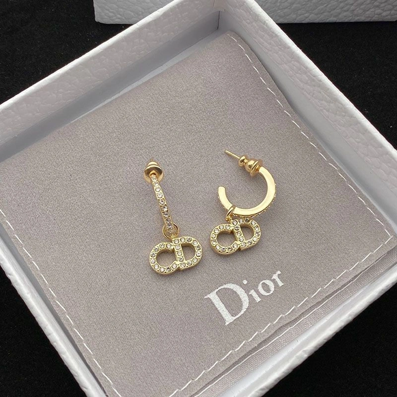 Dior Clair D Lune Earrings Metal And White Crystals Gold BestValue 9793 - Image 3