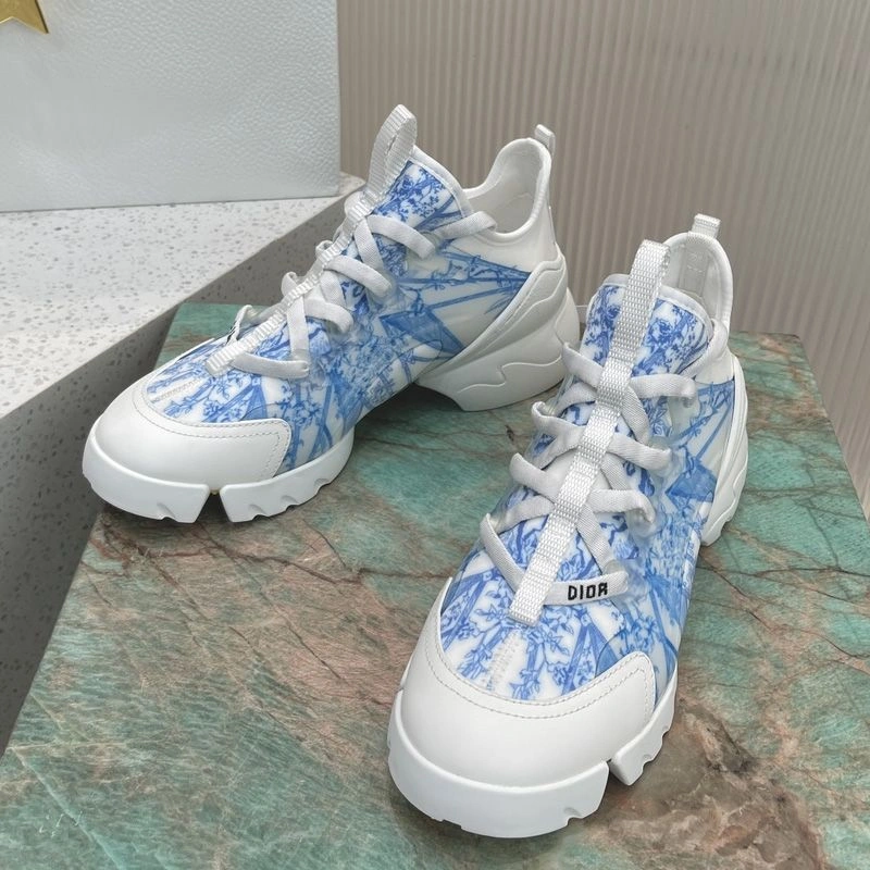 Dior D-Connect Sneakers Women Reve d'Infini Motif Technical Fabric White Bright Blue Trendy 626 - Image 3