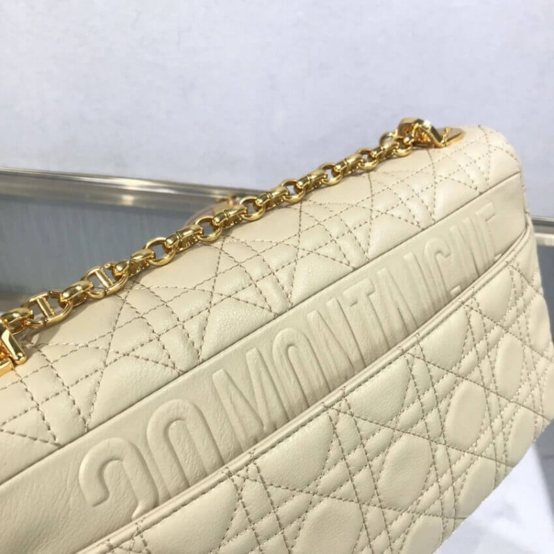 The new Di Dior Large Caro Bag Beige Supple Cannage Calfskin - Image 4