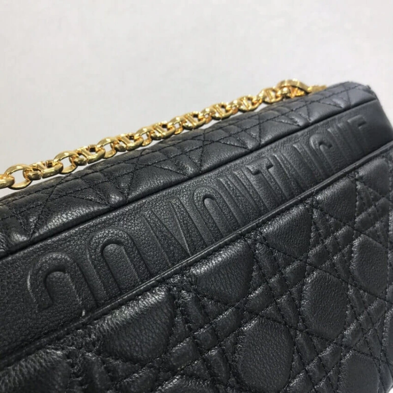 28 x 17 x Dior Large Caro Bag Black Supple Cannage Calfskin - Image 6