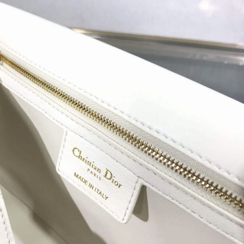 Adjustabl Dior Large Caro Bag White Supple Cannage Calfskin - Image 10