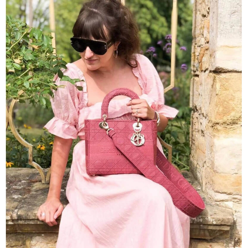 The Lady D Dior Medium Lady D-Lite Bag Mallow Rose Cannage Embroidered - Image 3