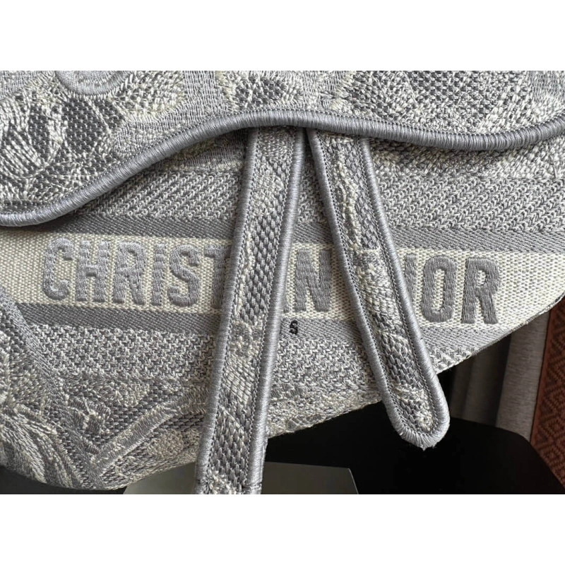 Maria Graz Dior Saddle Bag Grey Toile de Jouy Embroidery - Image 5