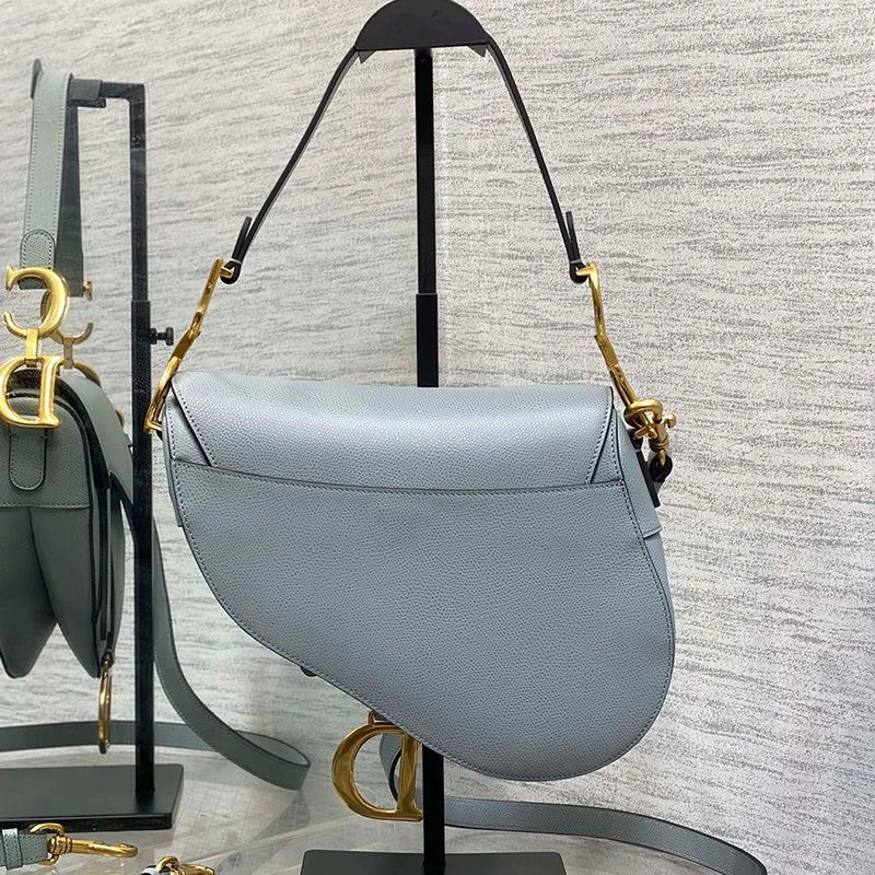 Dior Saddle Bag with Strap In Grained Calfskin Sky Blue GoodFit 4337 - Image 3