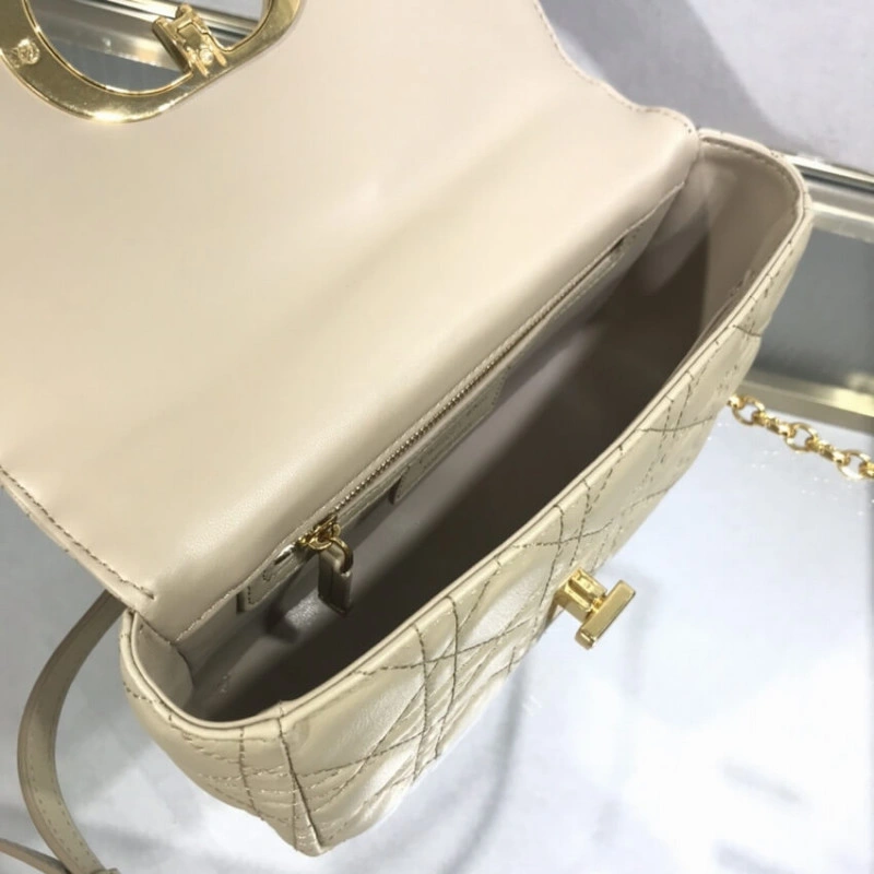 The new Di Dior Small Caro Bag Beige Supple Cannage Calfskin - Image 8