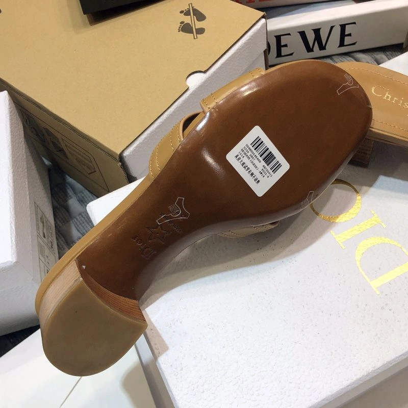 Fashionable 1094 Dior 30 Montaigne Slides Women Calfskin Khaki