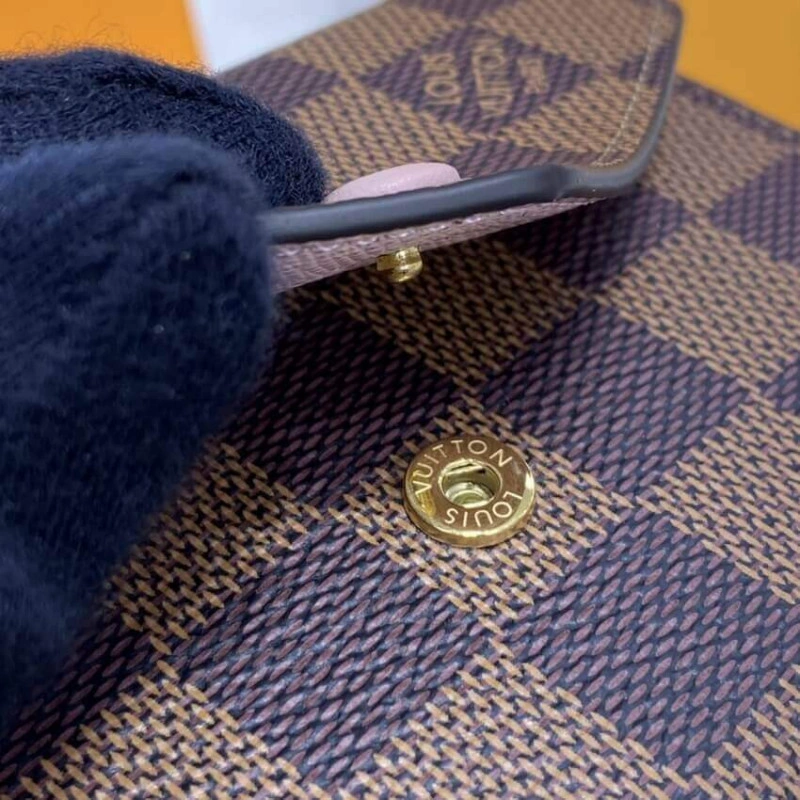 Grained c Louis Vuitton Damier Ebene Victorine Wallet Pink - Image 7