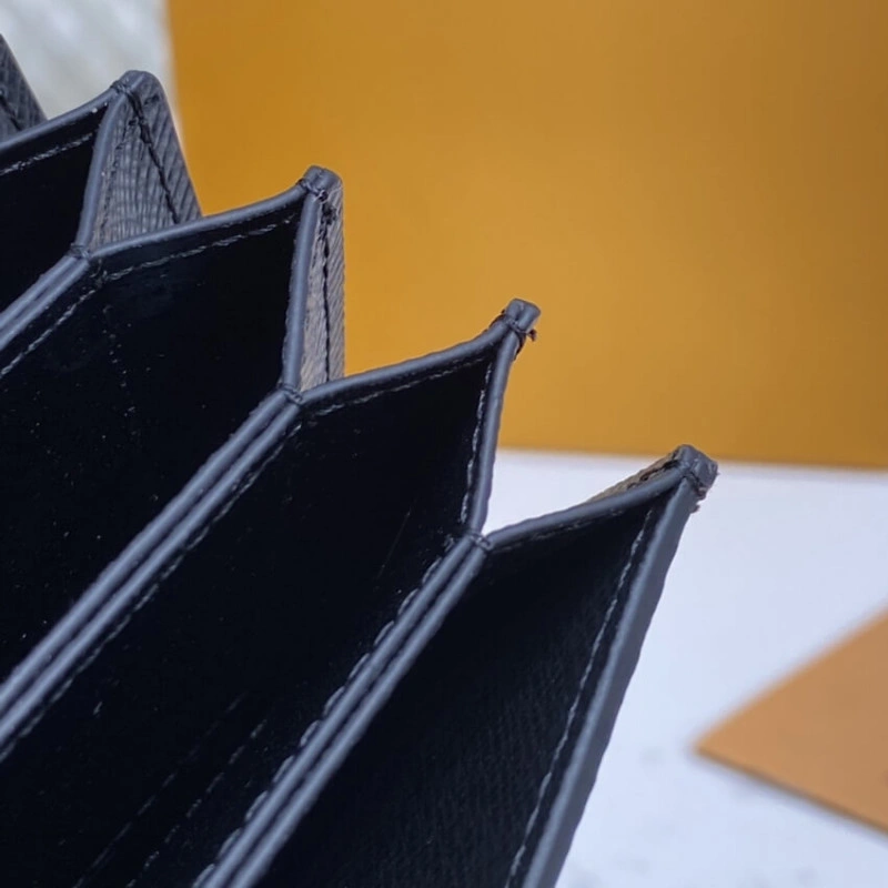 Cowhidele Louis Vuitton Monogram Canvas Card Holder Black - Image 8