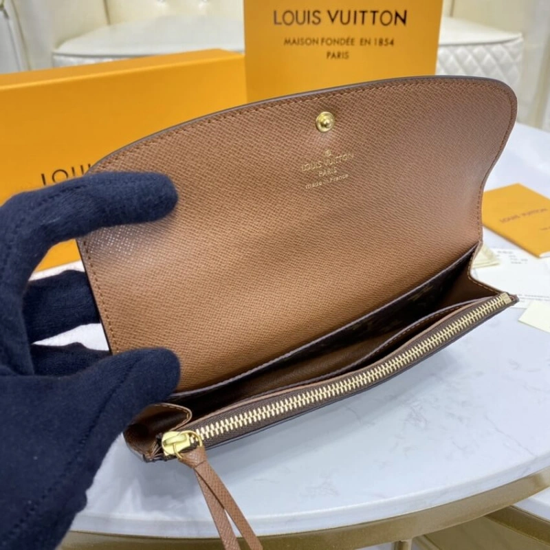1 large g Louis Vuitton Monogram Canvas Emilie Wallet Brown - Image 7