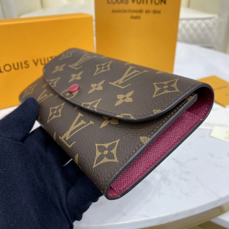 4 credit Louis Vuitton Monogram Canvas Emilie Wallet Fuchsia - Image 3
