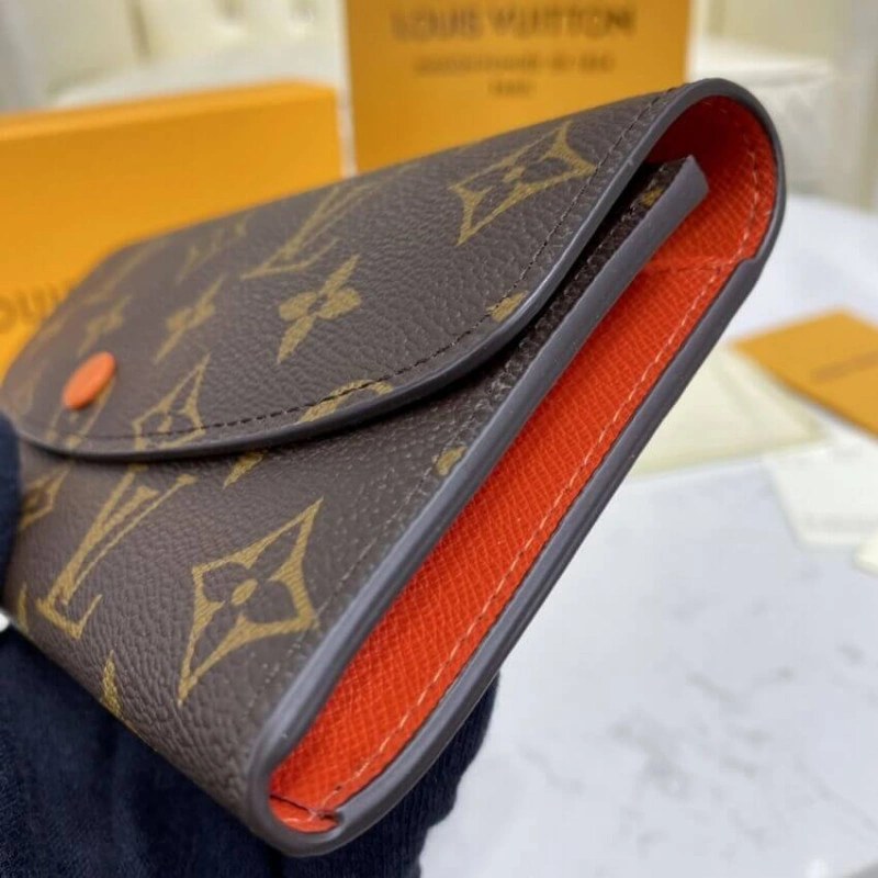 4 credit Louis Vuitton Monogram Canvas Emilie Wallet Orange - Image 4