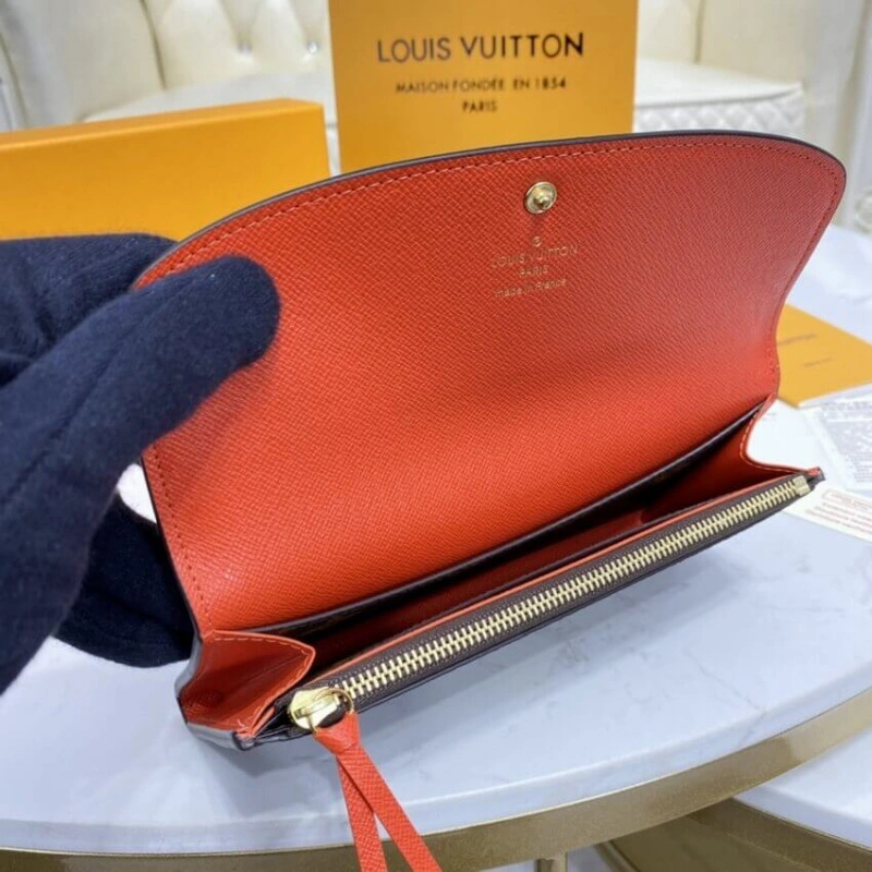 4 credit Louis Vuitton Monogram Canvas Emilie Wallet Orange - Image 7