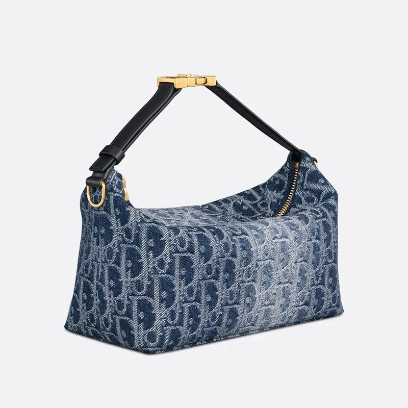 Medium DiorTravel Nomad Pouch In Oblique Motif Denim Blue AllSeason 3591 - Image 3