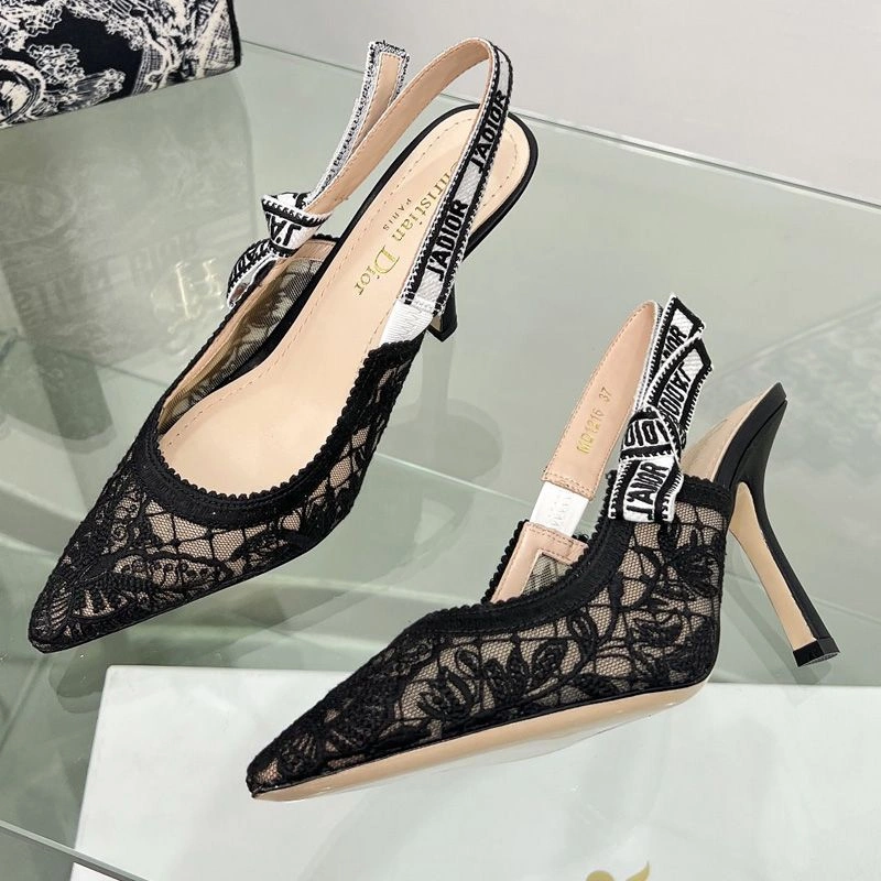 NewStyle 522 J'Adior Slingback Pumps Women Butterfly Motif Transparent Mesh Black - Image 3