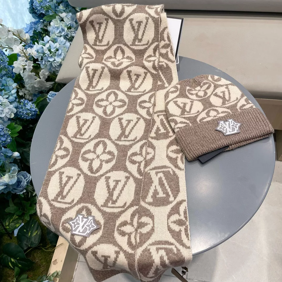 Resilient 8707 Louis Vuitton LV Hat and Scarf Set - Image 5