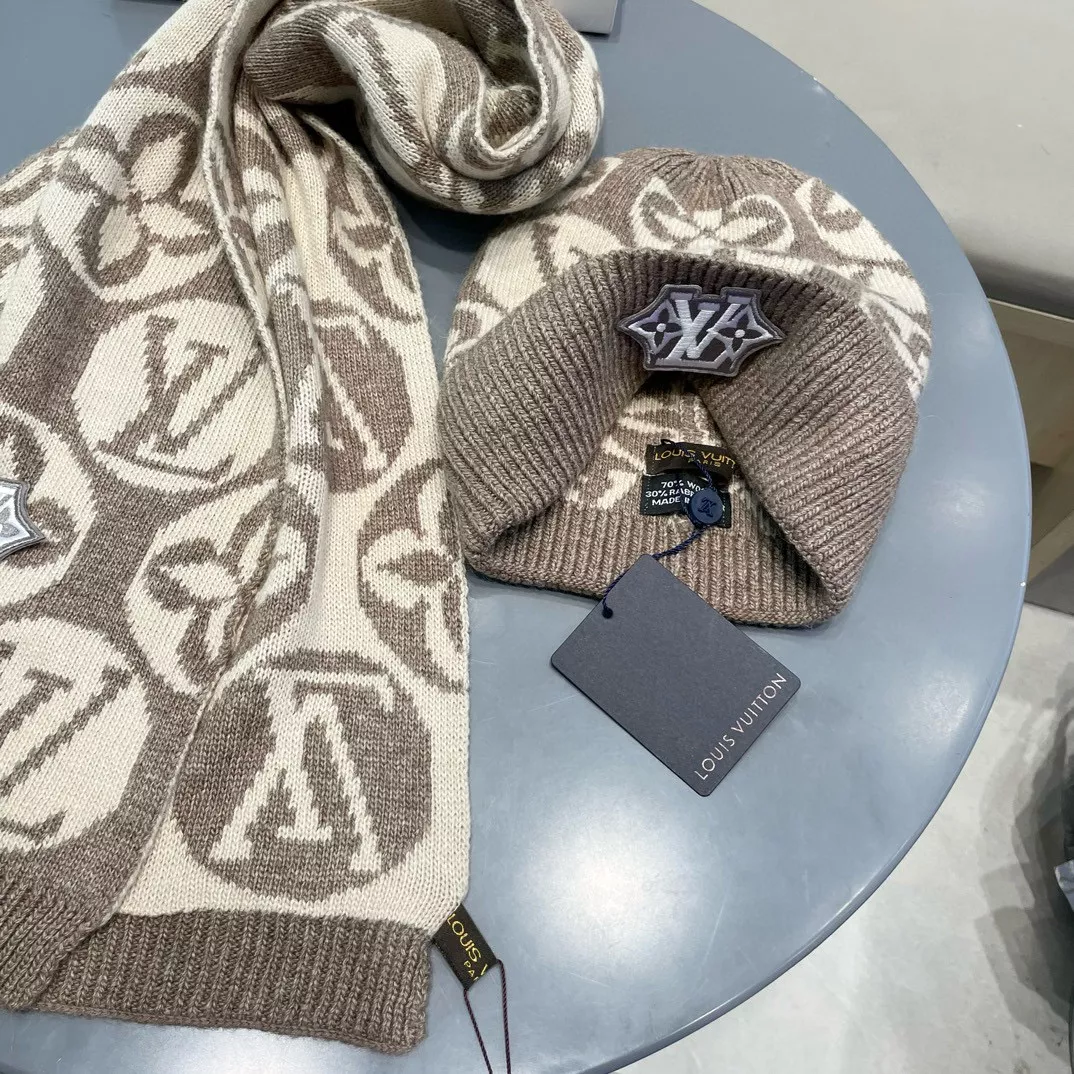 Resilient 8707 Louis Vuitton LV Hat and Scarf Set - Image 6