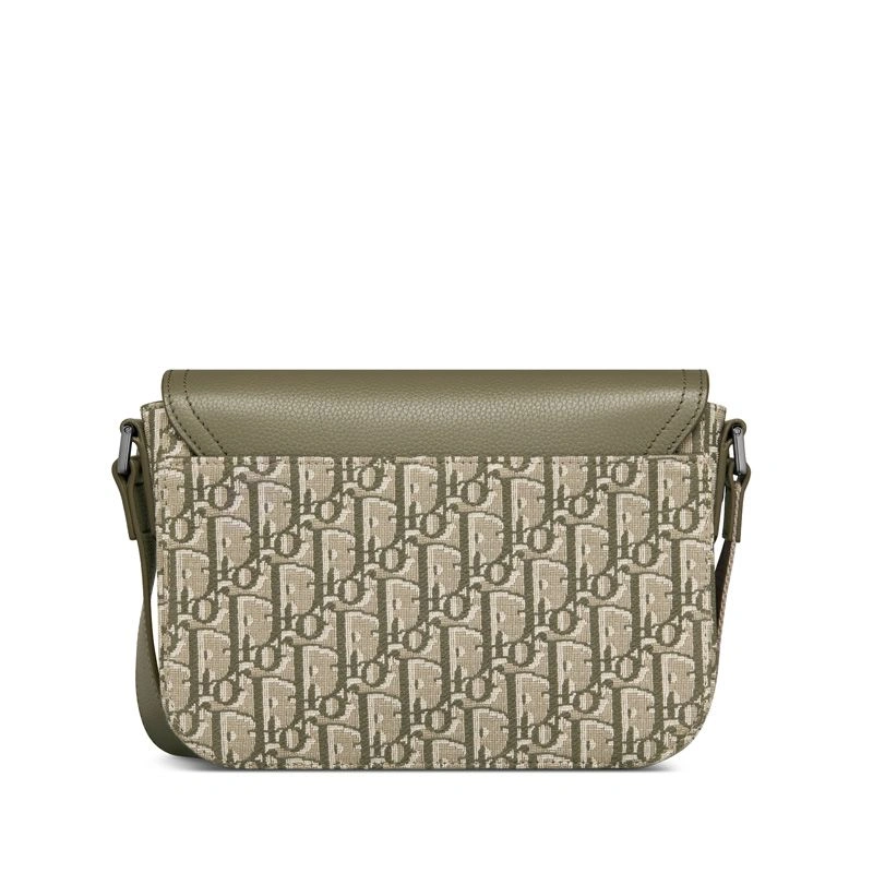 StreetReady 2083 Small Dior Saddle Flap Messenger In Oblique Motif Canvas and Grained Calfskin Olive - Image 3
