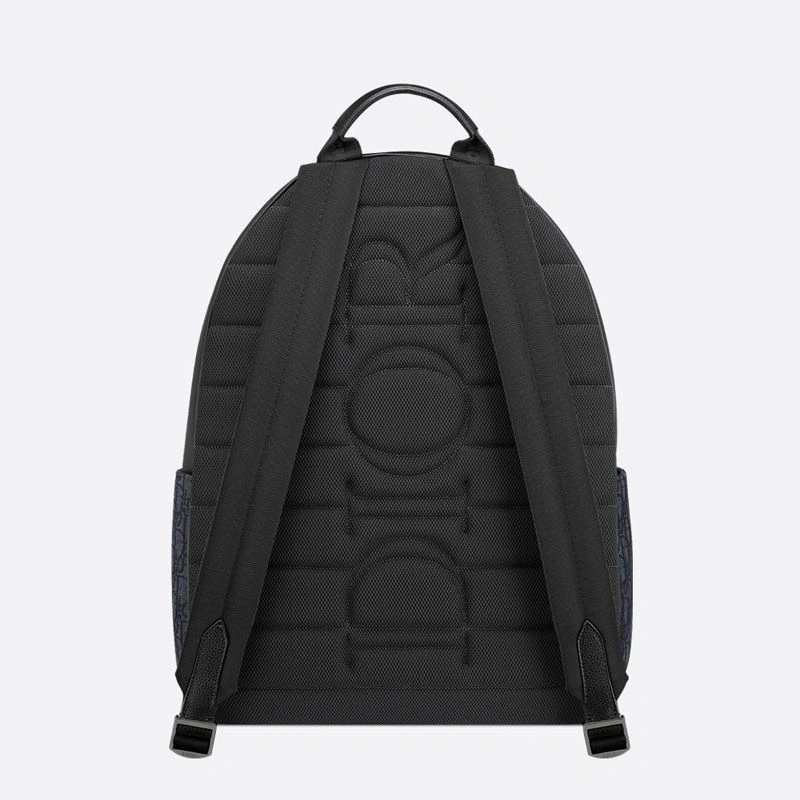 TopPick 1543 Dior Saddle Zip Backpack In Oblique Motif Canvas with Grained Calfskin Black - Image 3
