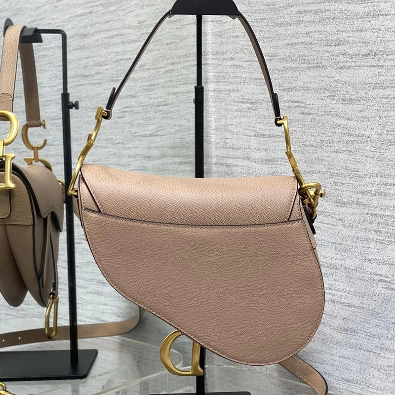 WellDesigned 4449 Dior Saddle Bag with Strap In Grained Calfskin Powder Pink - Image 3