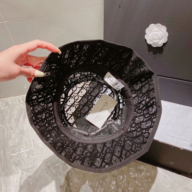 Christian Dior Bucket Hat D-Oblique Motif Mesh Black - Image 3