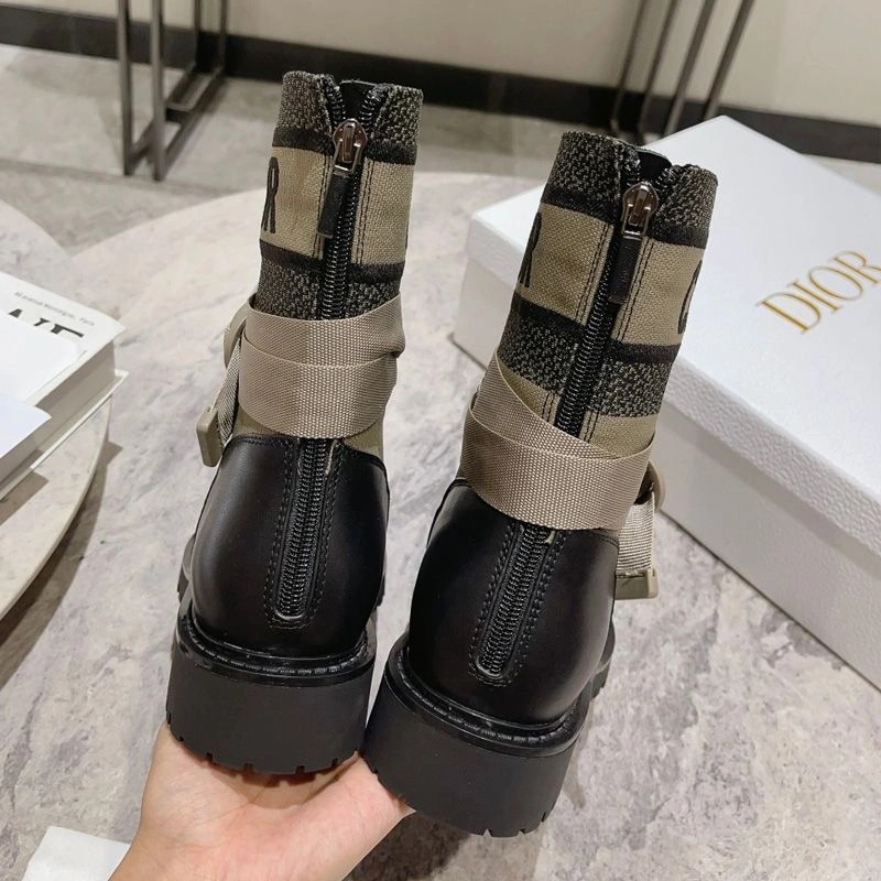 Christian Dior D-Major Ankle Boots Women Technical Fabric and Calfskin Beige - Image 3