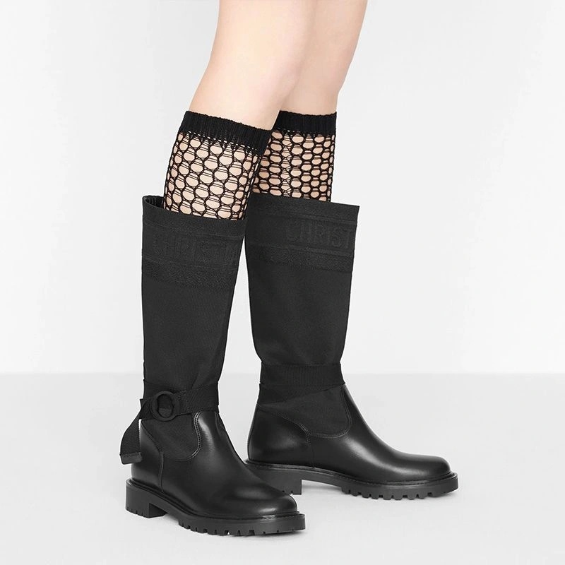 Christian Dior D-Major Boots Women Technical Fabric and Calfskin Black - Image 4