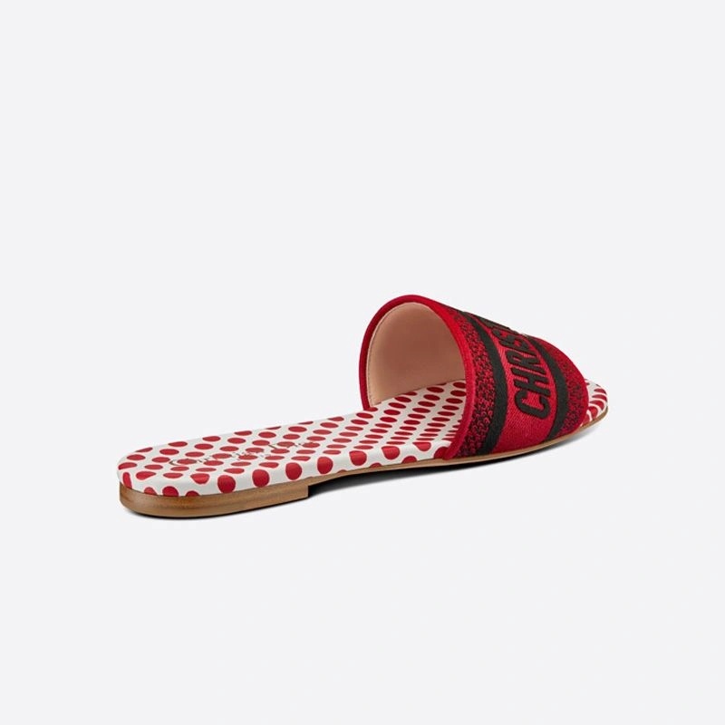 Christian Dior Dway Slides Women Dots Motif Canvas Red - Image 3