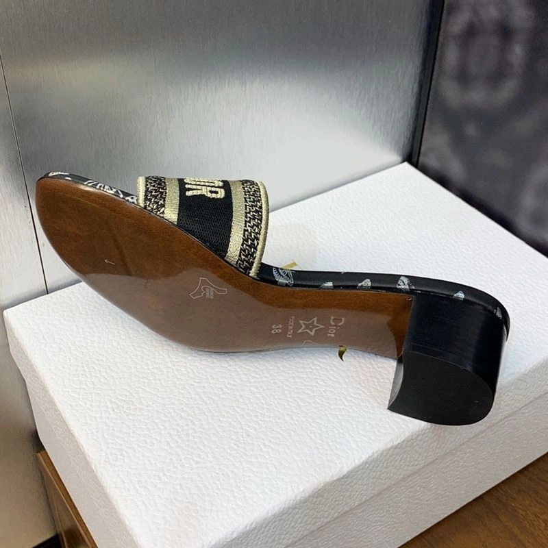 Christian Dior Dway Slides Women Gradient Butterflies Motif Canvas Black - Image 5