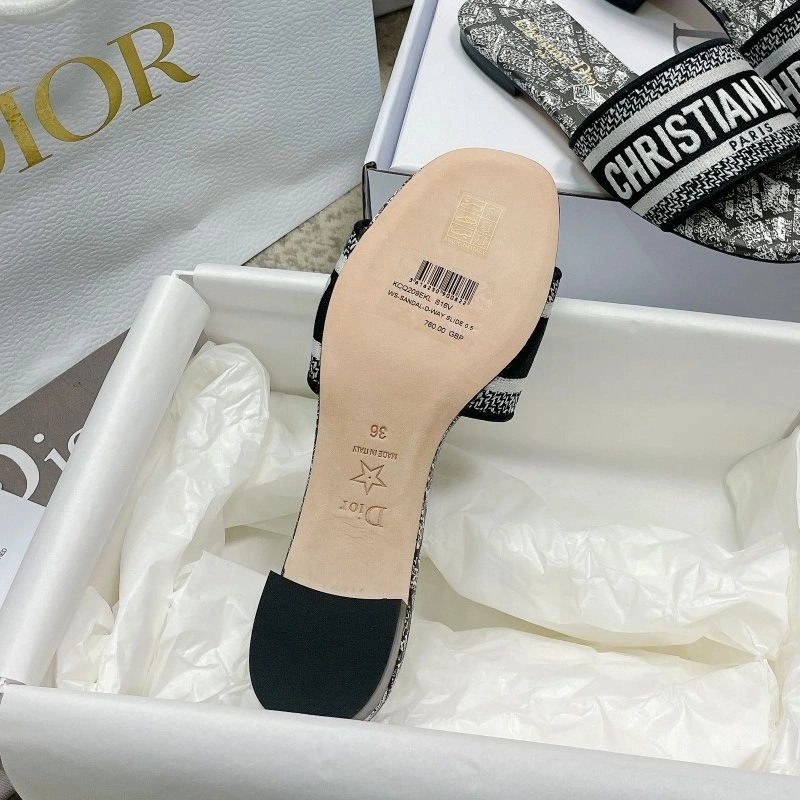 Christian Dior Dway Slides Women Plan de Paris Motif Canvas Black - Image 5