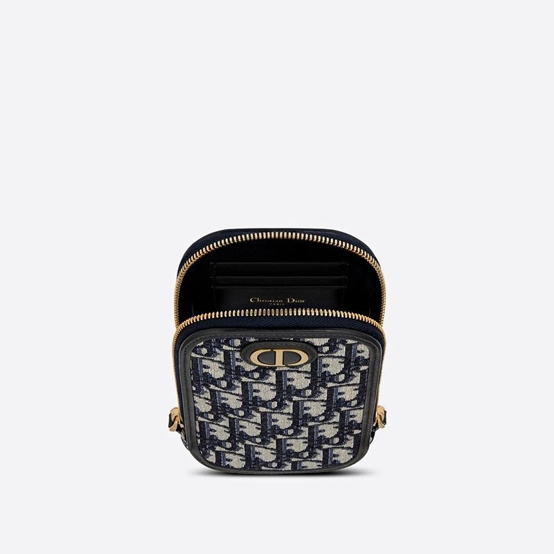 Dior 30 Montaigne Phone Holder Oblique Motif Canvas Blue - Image 4