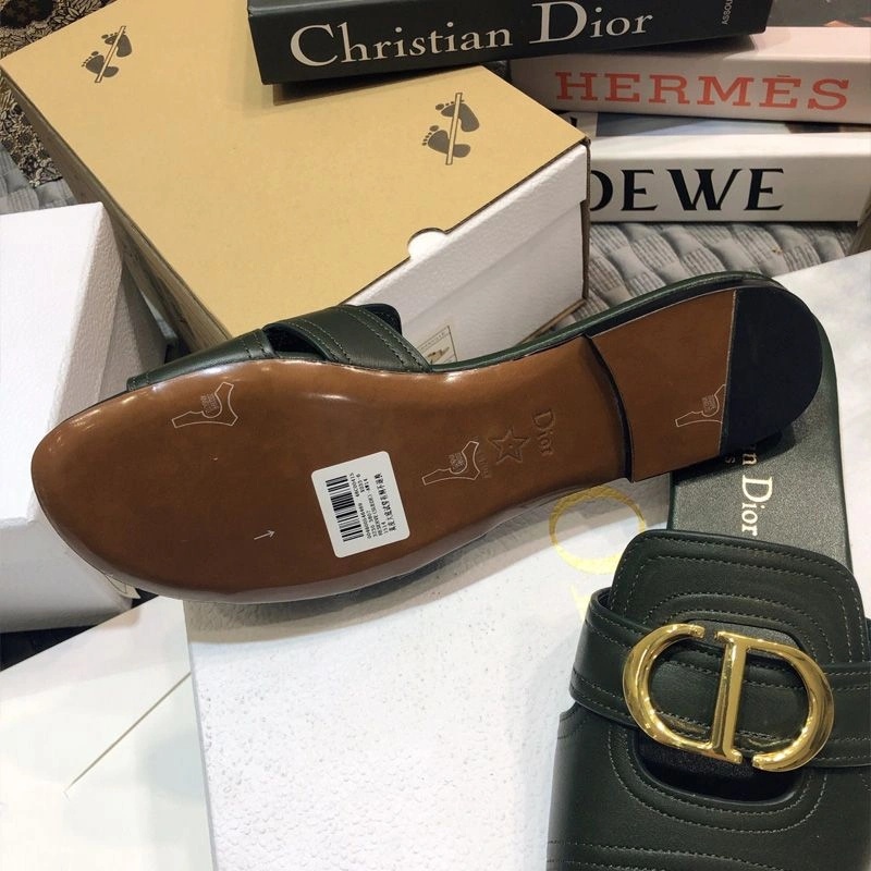 Dior 30 Montaigne Slides Women Calfskin Green - Image 3