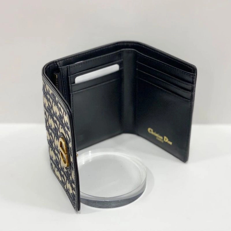 Dior 30 Montaigne Lotus Wallet Oblique Motif Canvas Black - Image 3