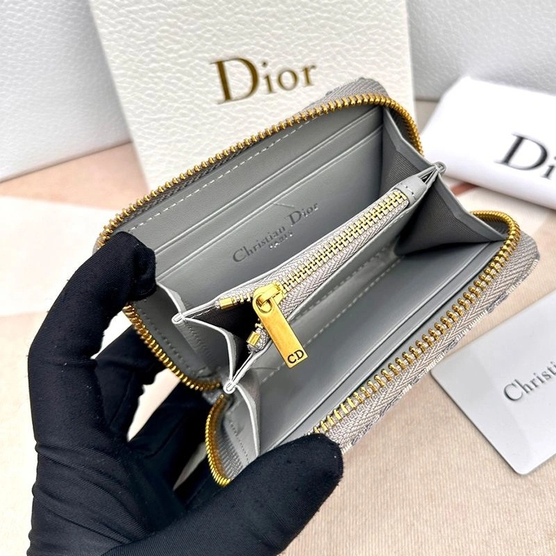 Dior 30 Montaigne Voyageur Zip Wallet Oblique Motif Canvas Grey - Image 4
