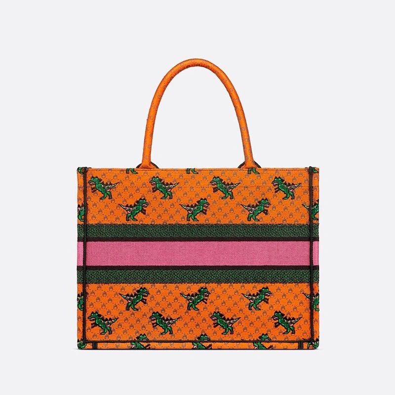 Dior Book Tote Dragon & Fire Motif Canvas Orange - Image 3